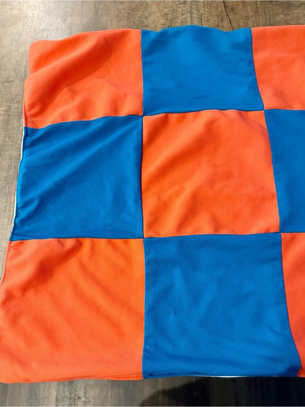 Orange blue checkerboard patchwork lap/pet blanket
